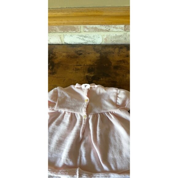 Vintage Baby Girl Doll Knit Dress With Buttons & Bow Pink - Picture 12 of 14